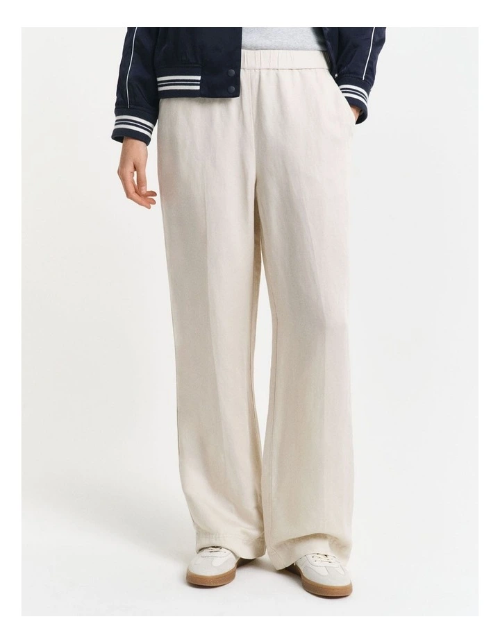 Relaxed Linen Blend Pull On Pant in Putty image 1