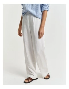 Relaxed Linen Blend Pull On Pants in Eggshell