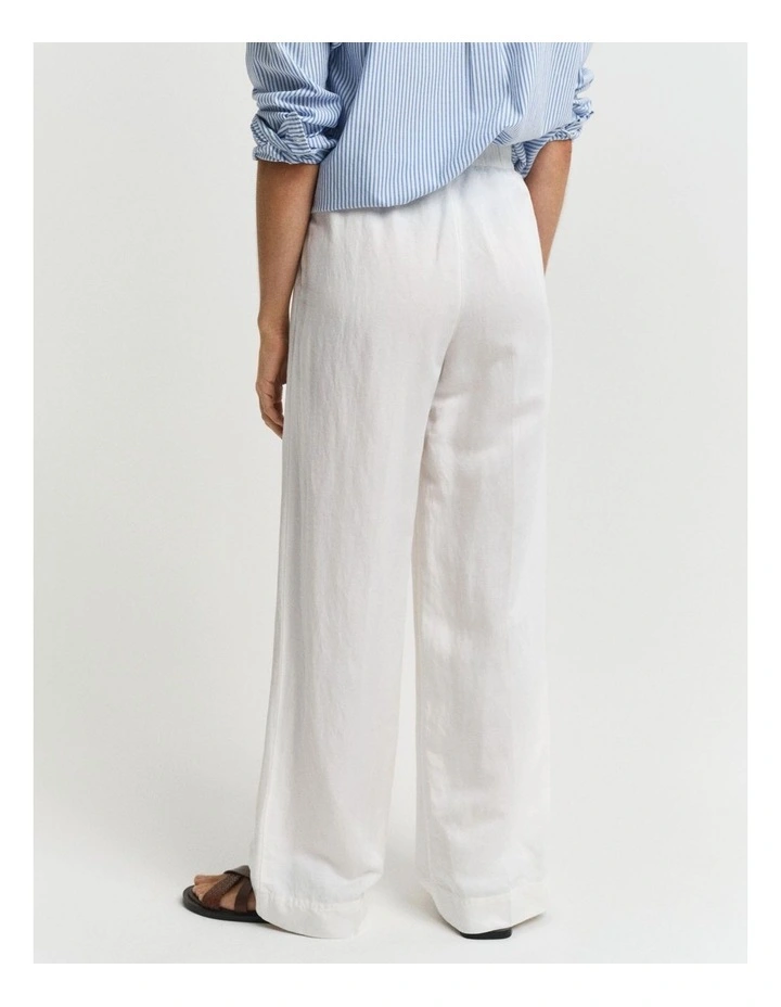 Relaxed Linen Blend Pull On Pants in Eggshell image 2
