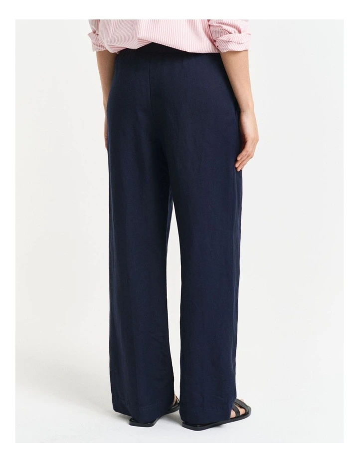 Relaxed Linen Blend Pull On Pants in Evening Blue image 2