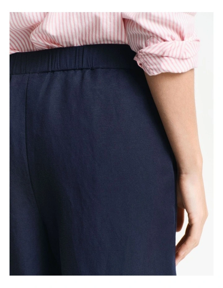 Relaxed Linen Blend Pull On Pants in Evening Blue image 4