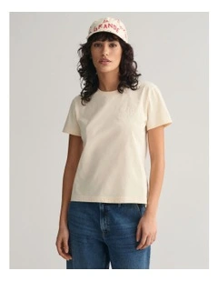 Regular Tonal Shield Short Sleeve T-Shirt in Linen