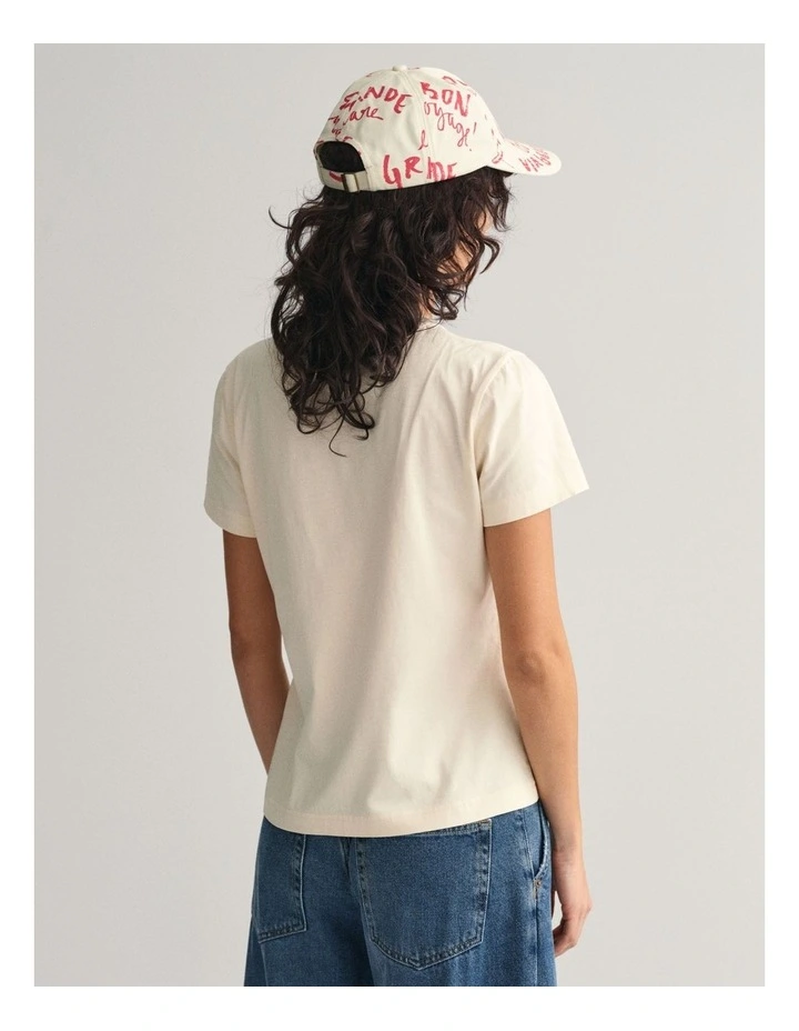 Regular Tonal Shield Short Sleeve T-Shirt in Linen image 2