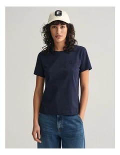 Regular Tonal Shield Short Sleeve T-Shirt in Evening Blue