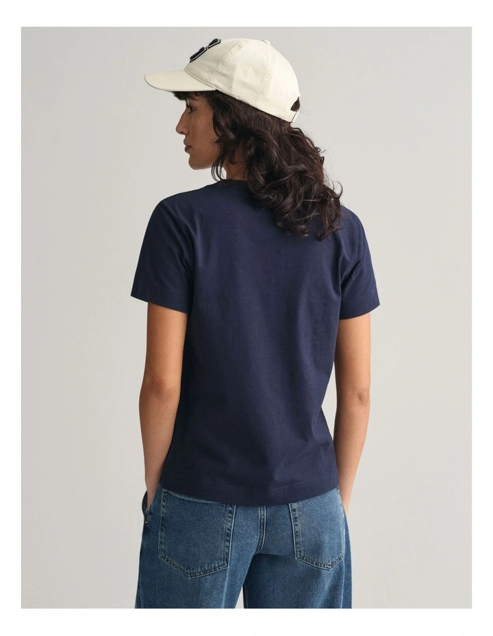 Regular Tonal Shield Short Sleeve T-Shirt in Evening Blue image 2