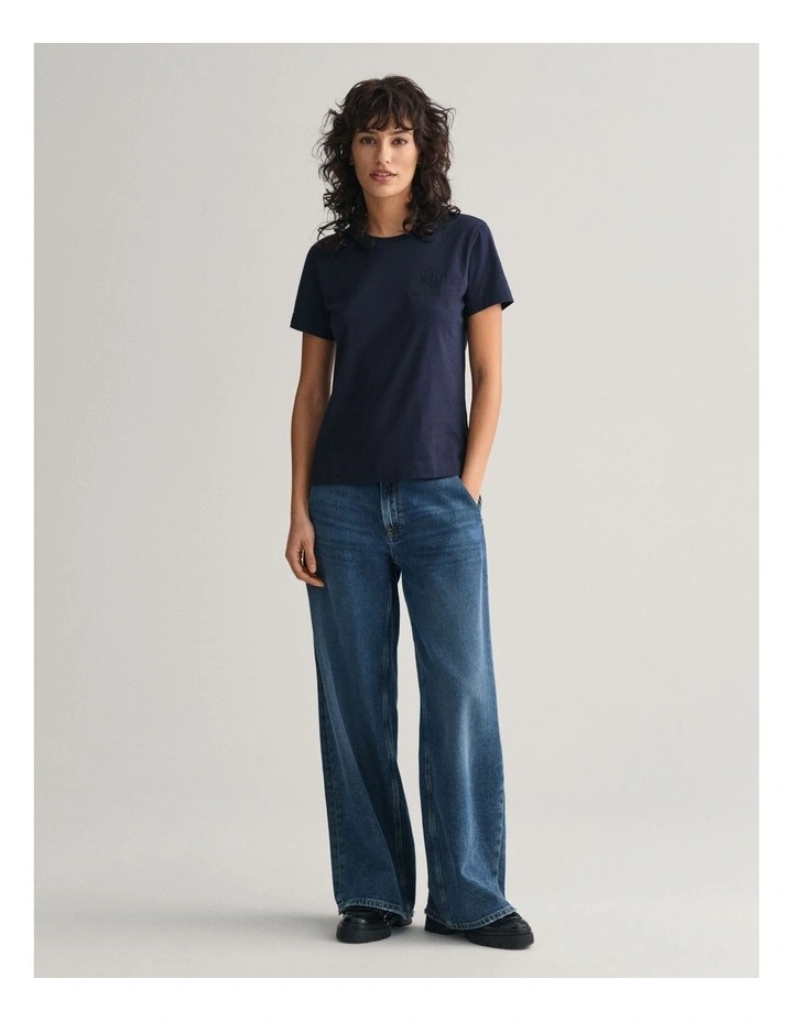 Regular Tonal Shield Short Sleeve T-Shirt in Evening Blue image 3