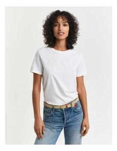Regular Tonal Graphic Short Sleeve T-Shirt in Eggshell