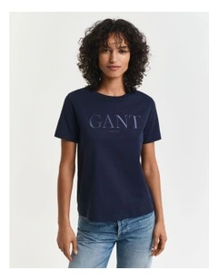 Regular Tonal Graphic Short Sleeve T-Shirt in Blue