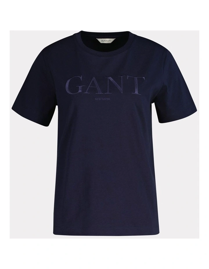 Regular Tonal Graphic Short Sleeve T-Shirt in Blue image 3