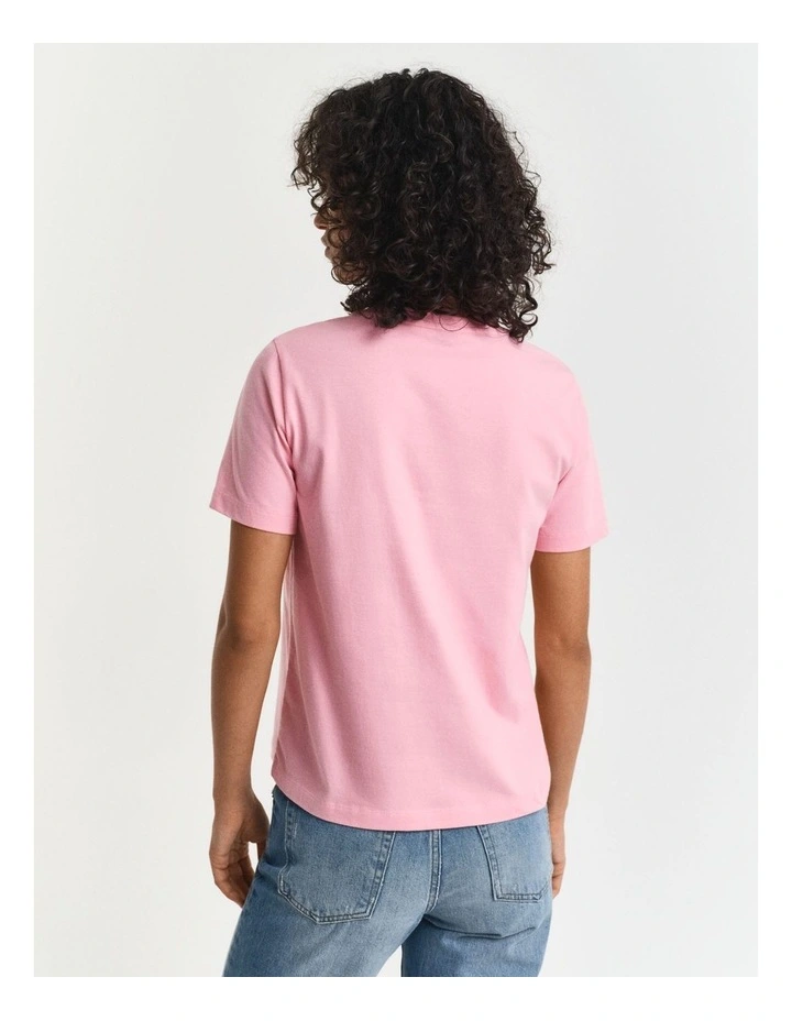 Regular Tonal Graphic Short Sleeve T-Shirt in Geranium Pink image 2