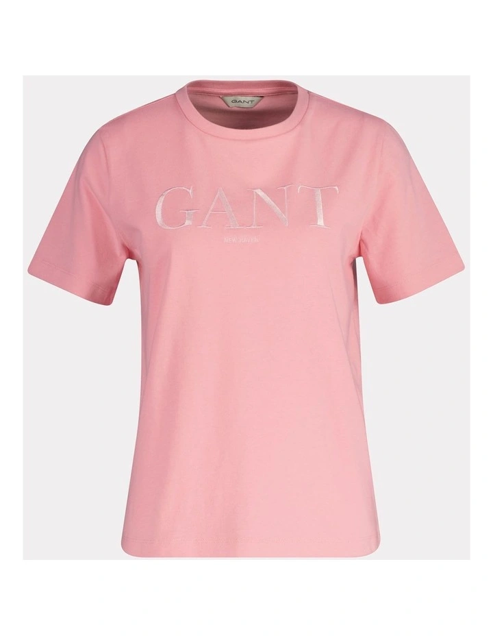 Regular Tonal Graphic Short Sleeve T-Shirt in Geranium Pink image 3