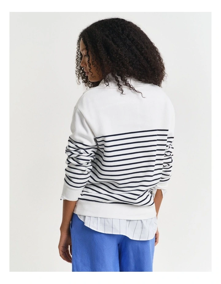 Breton Rib Half Zip Sweat in Eggshell image 2