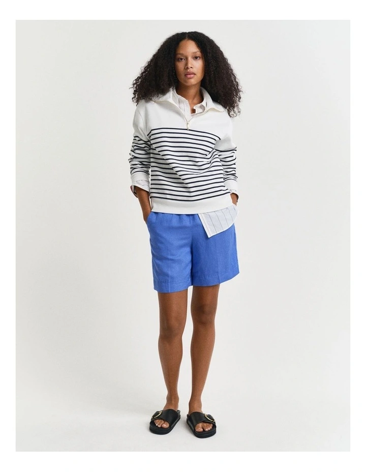 Breton Rib Half Zip Sweat in Eggshell image 3