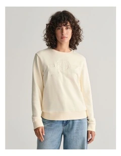 Regular Tonal Shield Crew-Neck Sweatshirt in Linen