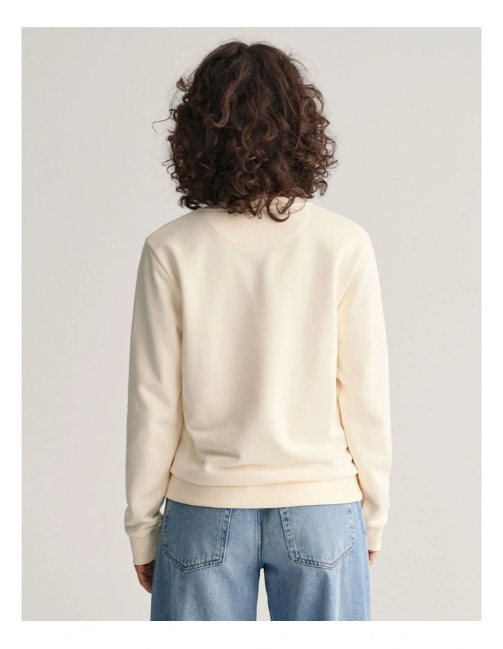 Regular Tonal Shield Crew-Neck Sweatshirt in Linen image 2
