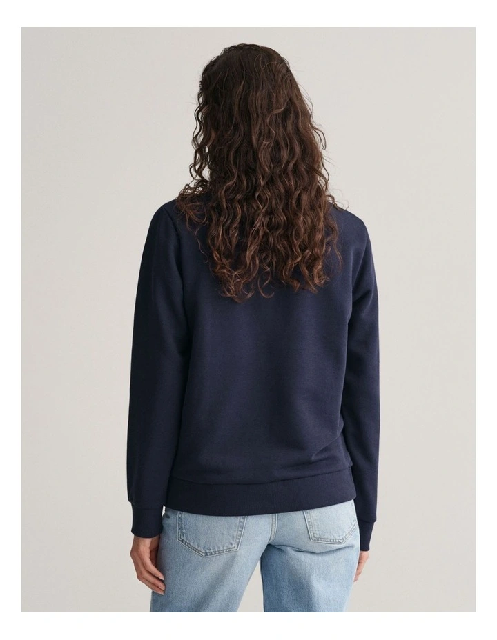 Regular Tonal Shield Crew Neck Sweat in Evening Blue image 2