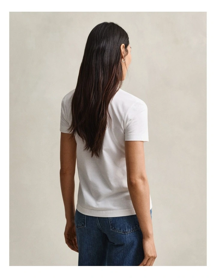 Regular Shield Short Sleeve V-Neck T-Shirt in White image 2