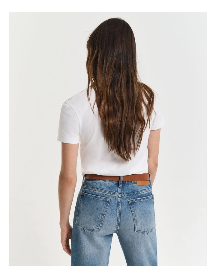 Regular Shield Short Sleeve V-Neck T-Shirt in White image 2