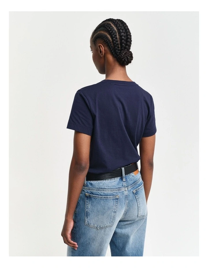 Regular Shield Short Sleeve V-Neck T-Shirt in Evening Blue image 2