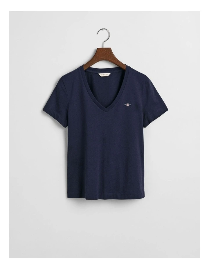 Regular Shield Short Sleeve V-Neck T-Shirt in Evening Blue image 4