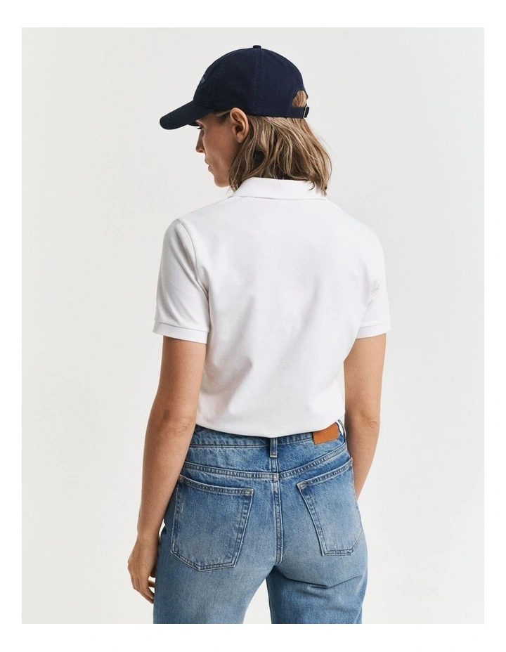 Contrast Collar Short Sleeve Pique Polo in White image 2