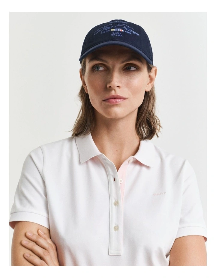 Contrast Collar Short Sleeve Pique Polo in White image 4