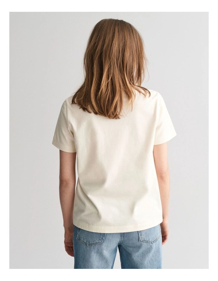 Regular Small Graphic Short Sleeve T-Shirt in Cream image 2