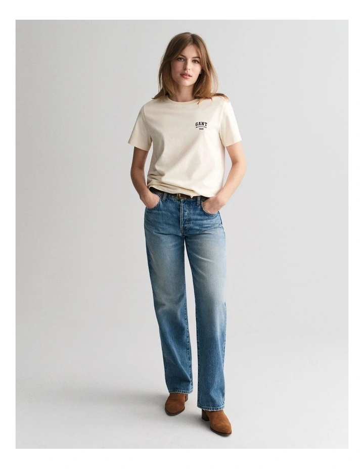 Regular Small Graphic Short Sleeve T-Shirt in Cream image 3