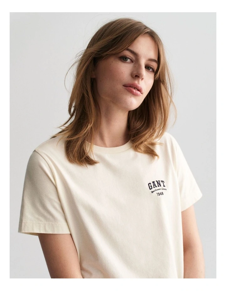 Regular Small Graphic Short Sleeve T-Shirt in Cream image 4