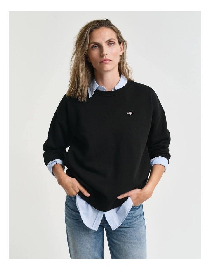 Shield Crew Neck Sweatshirt in Black image 1