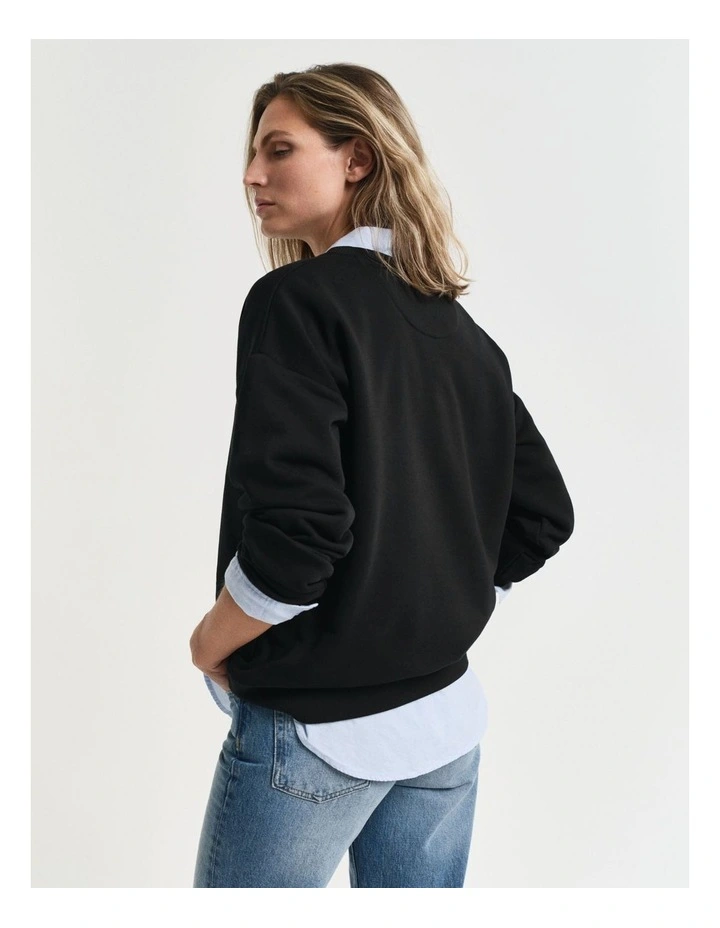 Shield Crew Neck Sweatshirt in Black image 2