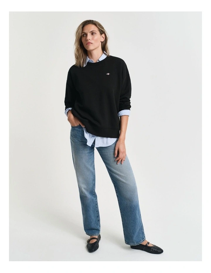 Shield Crew Neck Sweatshirt in Black image 4