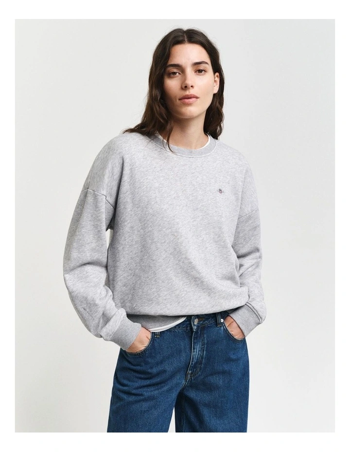 Shield Crew Neck Sweatshirt in Light Grey Melange image 1