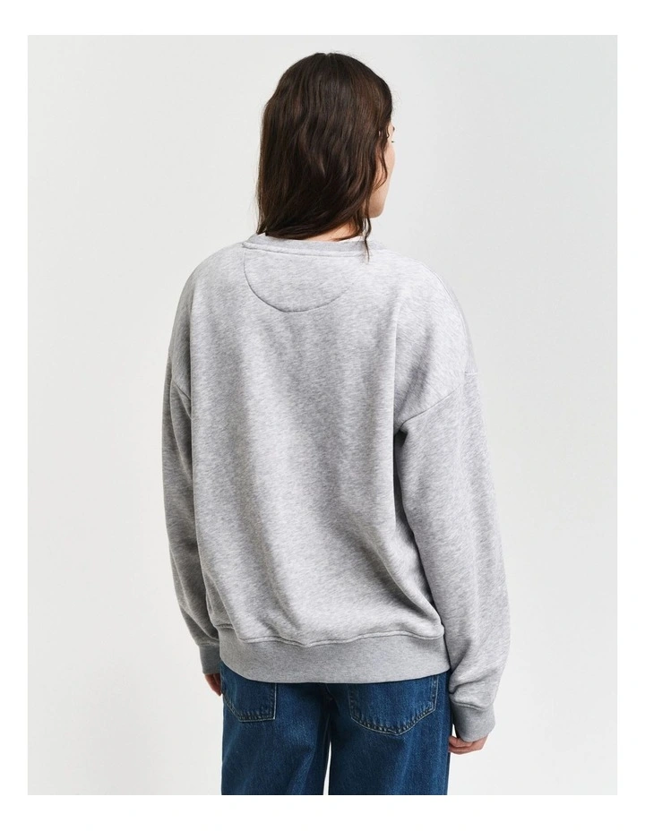Shield Crew Neck Sweatshirt in Light Grey Melange image 2