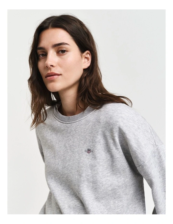 Shield Crew Neck Sweatshirt in Light Grey Melange image 4