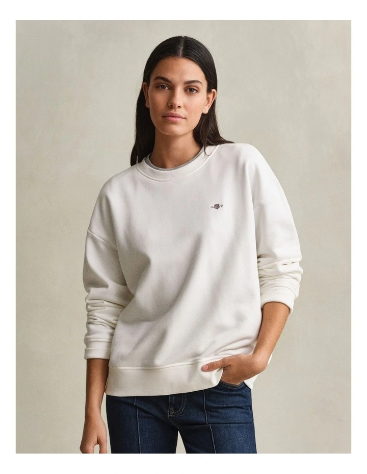 Shield Crew Neck Sweat in Eggshell image 1