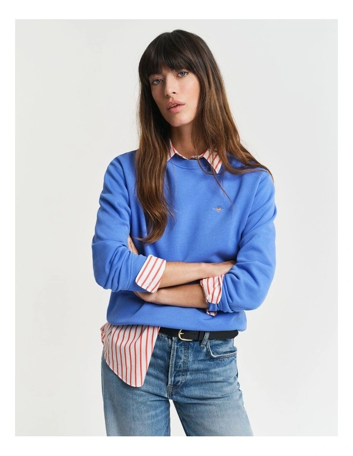 Shield Crew Neck Sweat in Perfect Blue image 1