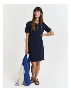 Shield Piqu Polo Dress in Evening Blue