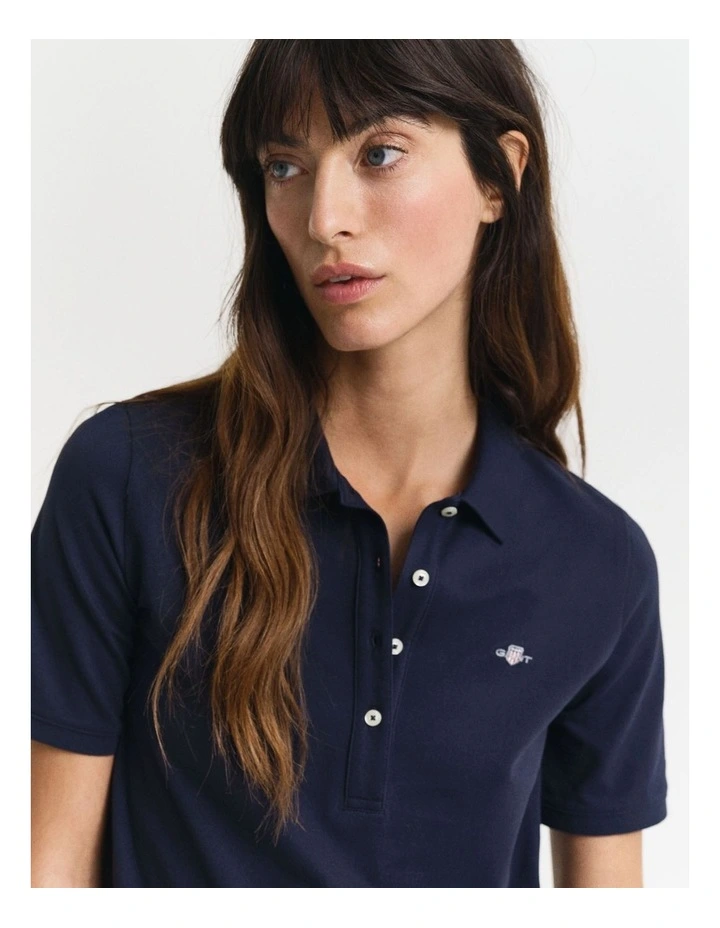 Shield Piqu Polo Dress in Evening Blue image 3