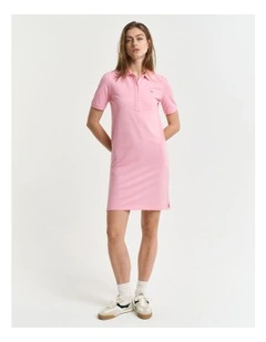 Shield Pique Polo Dress in Geranium Pink