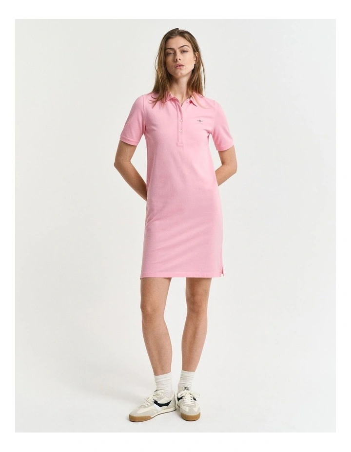 Shield Pique Polo Dress in Geranium Pink image 1