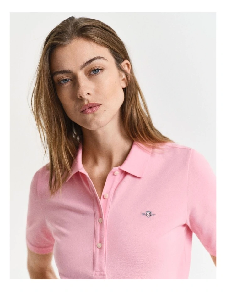 Shield Pique Polo Dress in Geranium Pink image 3