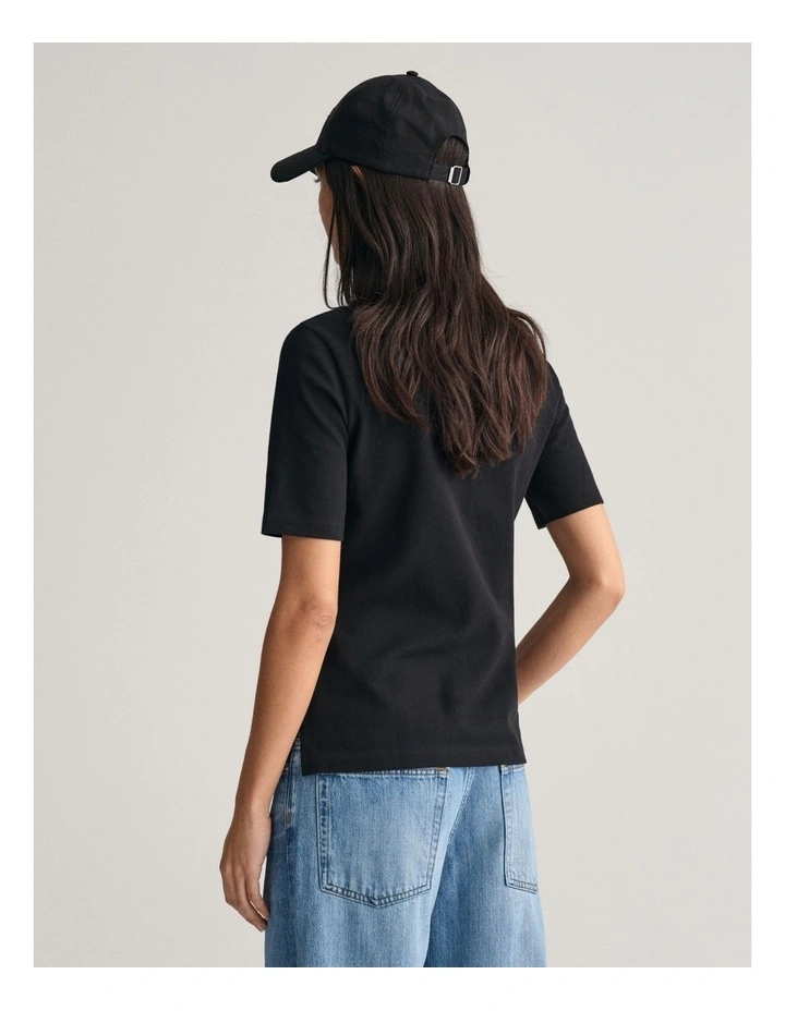 Shield Piqu Polo Shirt in Black image 2