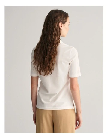 Shield Pique Polo Shirt in Eggshell