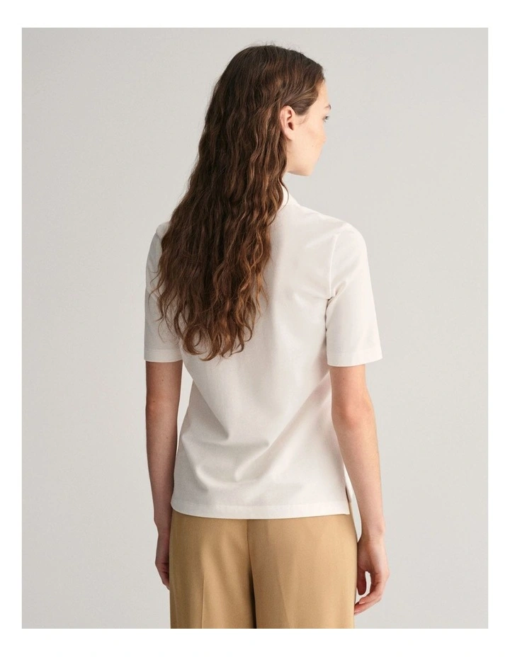 Shield Pique Polo Shirt in Eggshell image 2