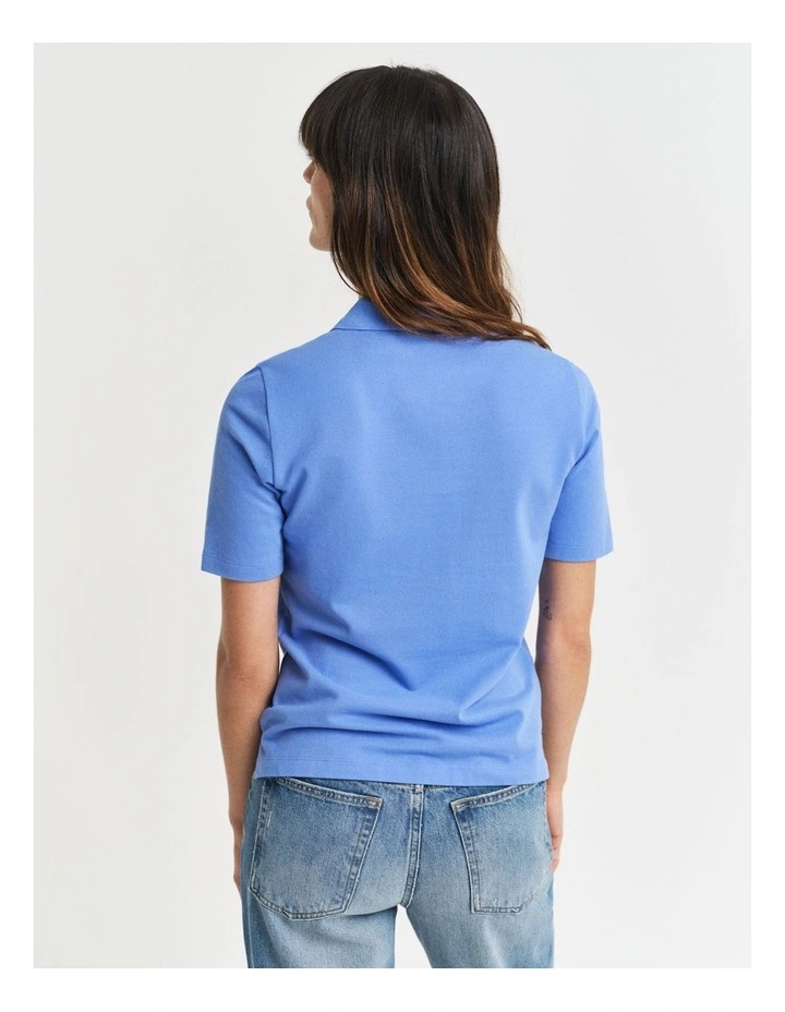Shield Piqu Polo Shirt in Perfect Blue image 2