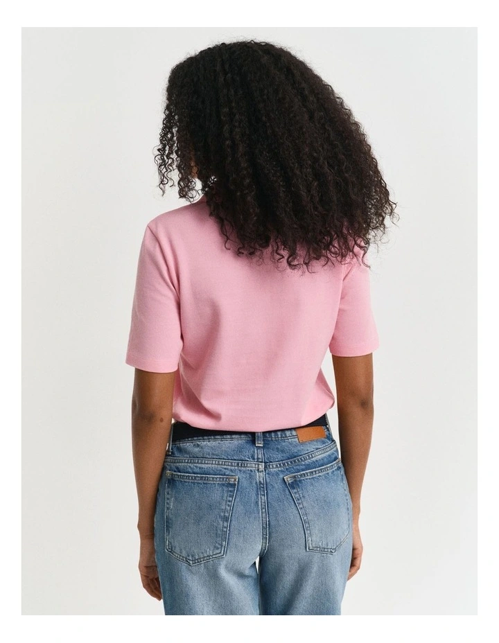 Shield Piqu Polo Shirt in Faded Pink image 2