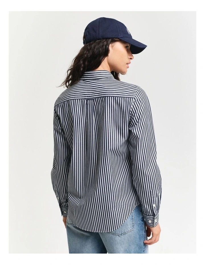 Regular Fit Striped Poplin Shirt in Classic Blue image 2