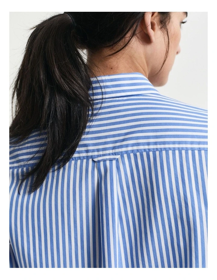 Regular Fit Striped Poplin Shirt in Perfect Blue image 3