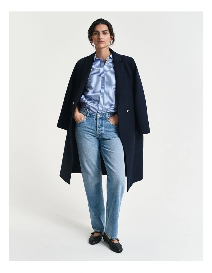 Regular Fit Striped Poplin Shirt in Perfect Blue image 4